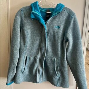 The North Face Grey and Teal Fleece Jacket
